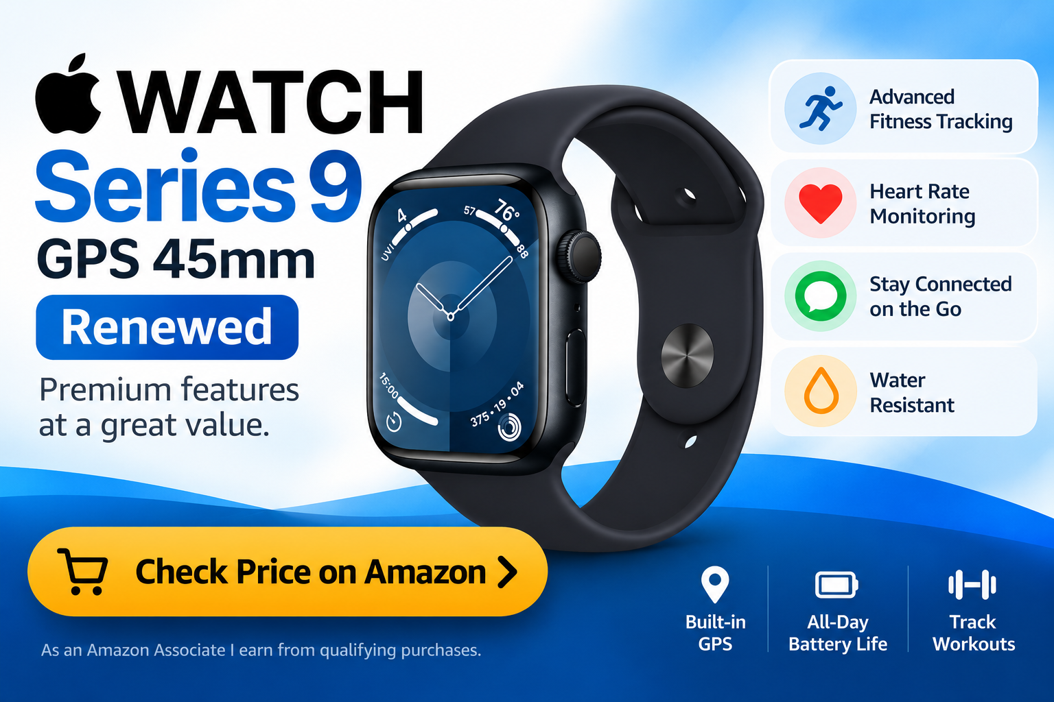 Apple Watch Series 9 GPS 45mm Renewed – Amazon